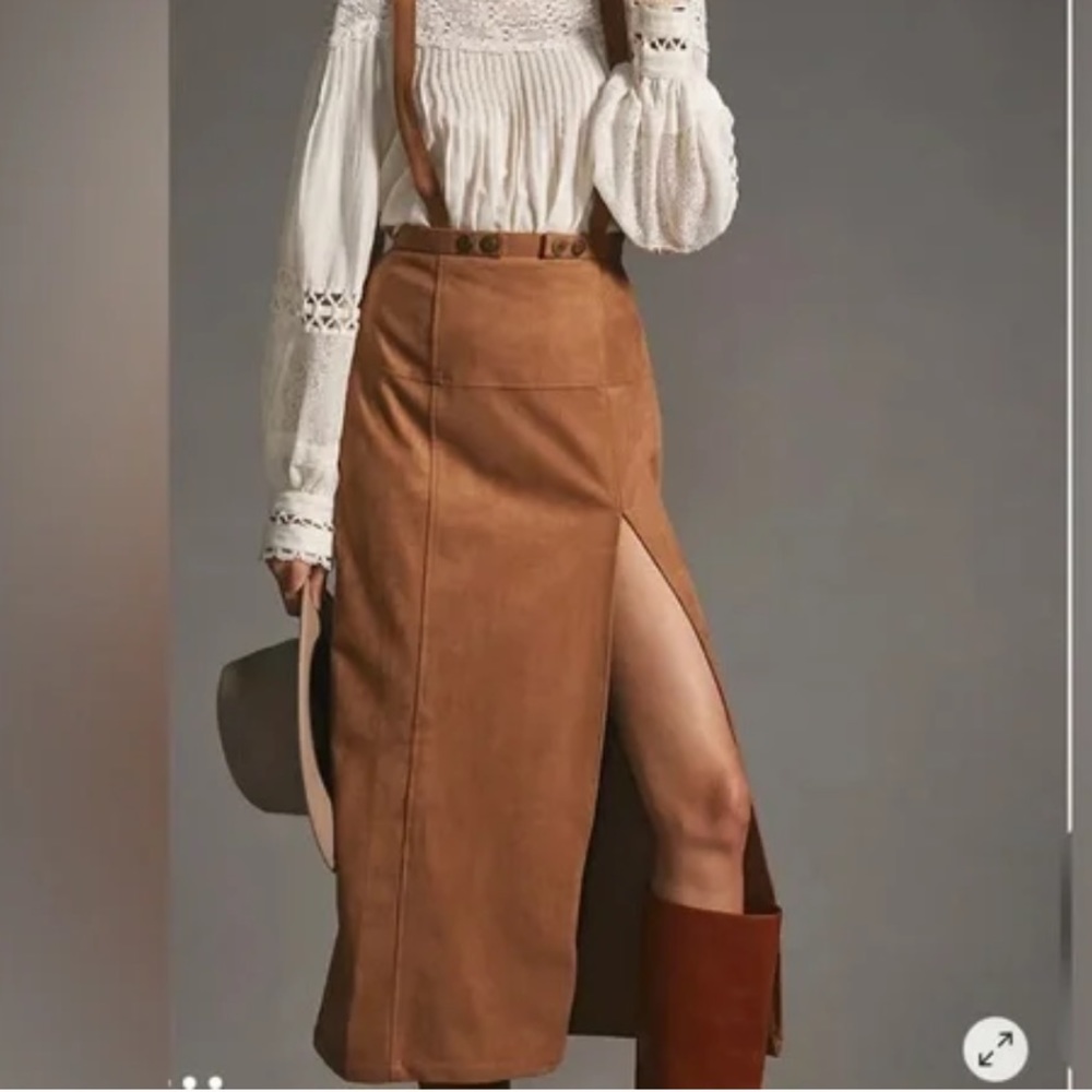 By Anthropologie Faux Suede Pinafore Skirt. Size 20W. NWT.